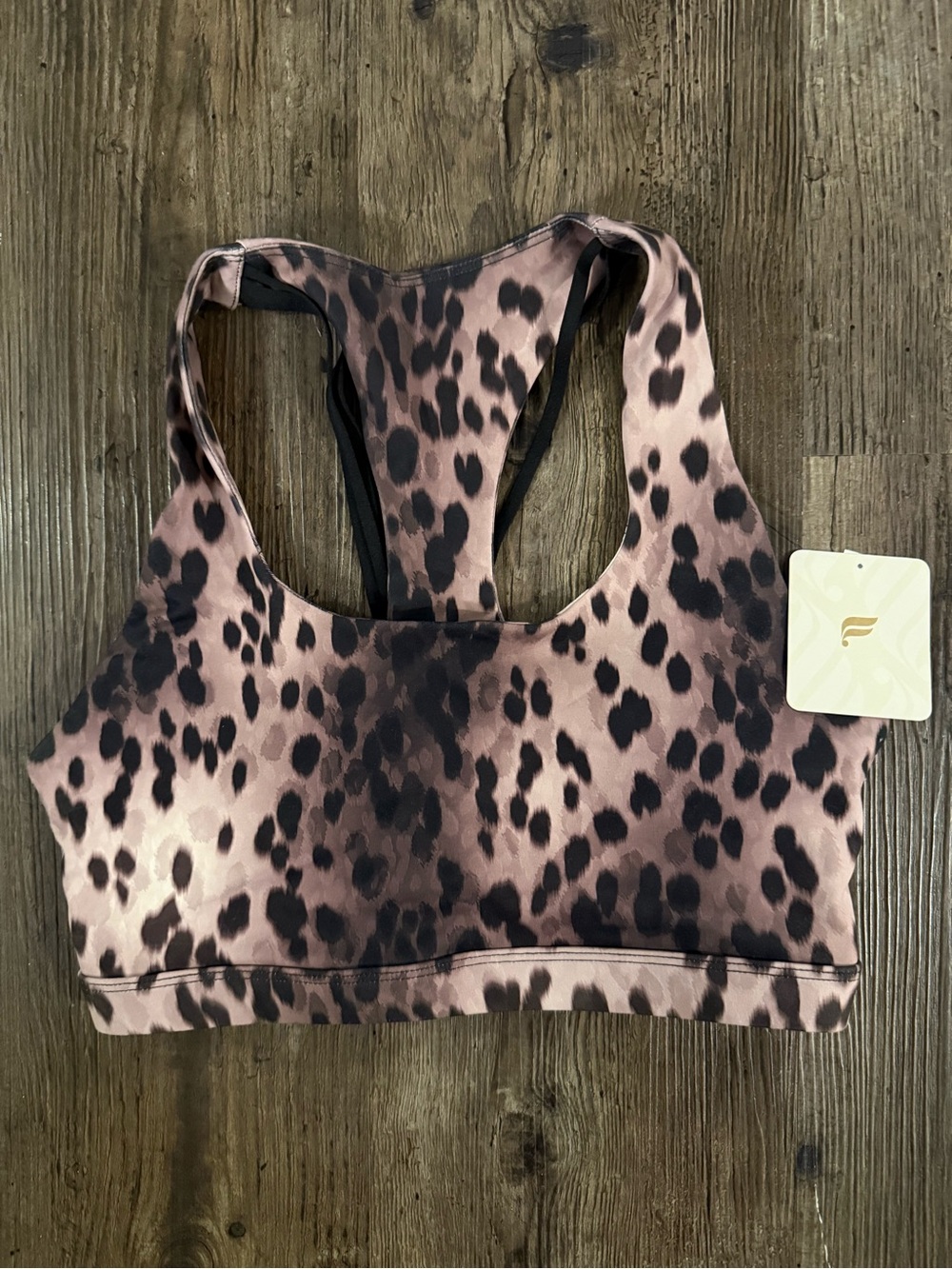 Fabletics Kessler Leopard Strappy Sports Bra with Black Straps - Picture 3 of 6